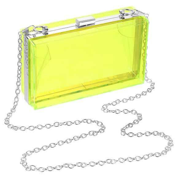 Acrylic Clear Clutch Purses Square Evening Handbag Crossbody Bag With <3 - Picture 1 of 6